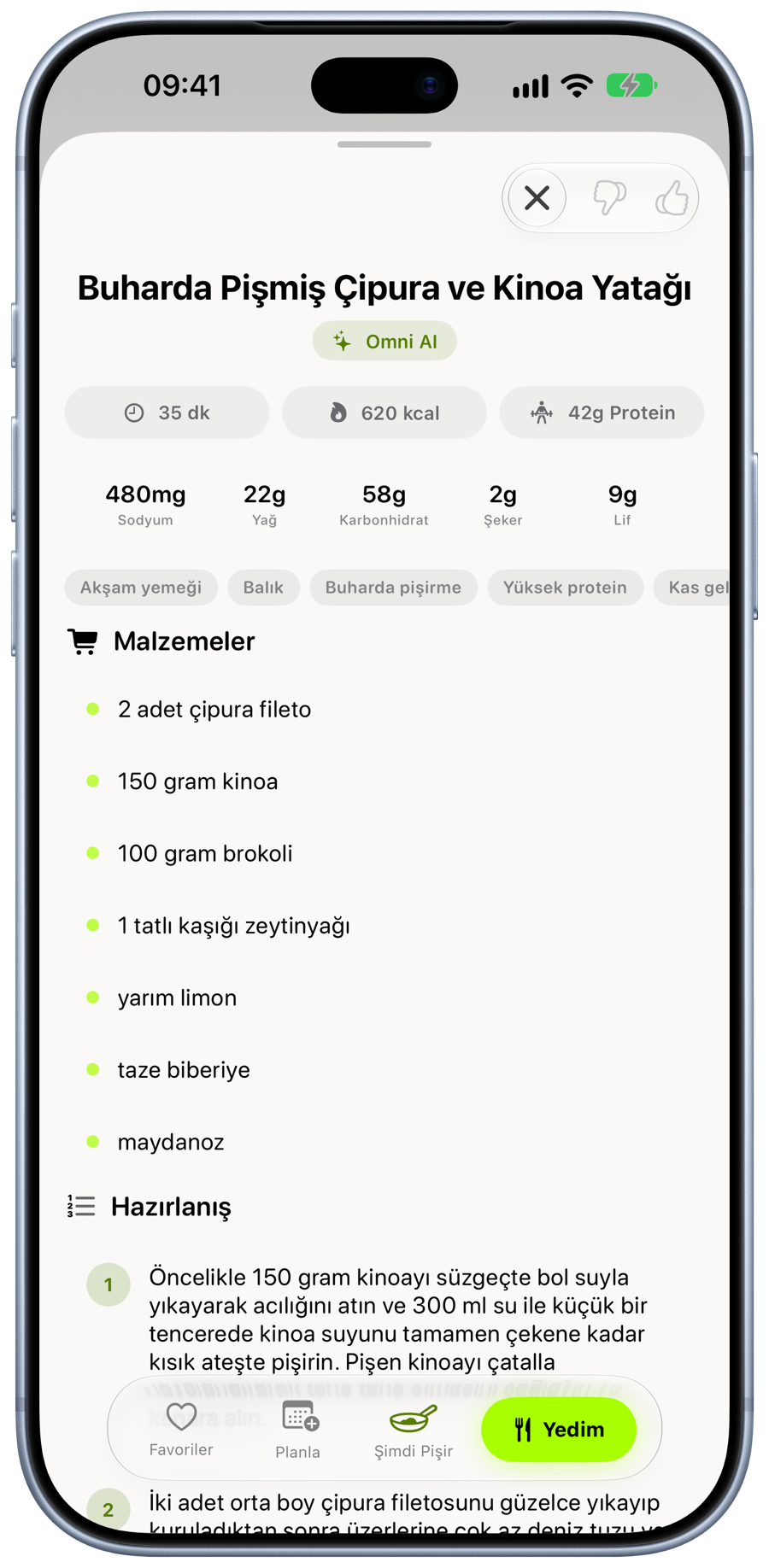 Omni Health tarif ekranı